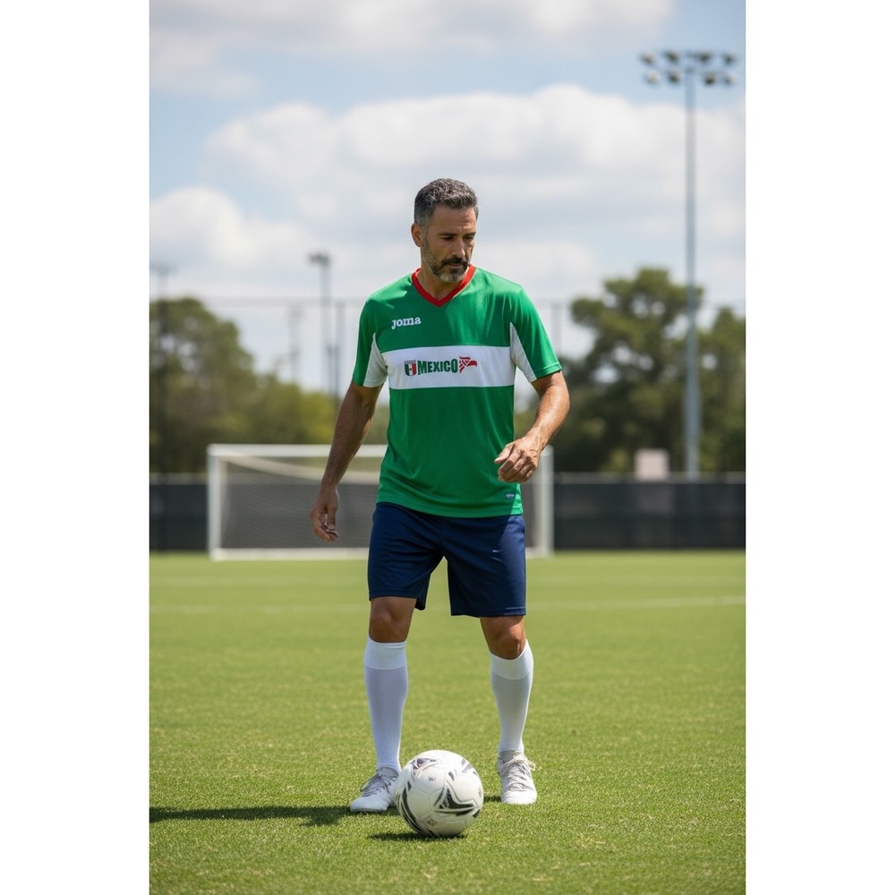 Joma Mexico Soccer Jersey Mens Green White Red VNeck Short Sleeve Training Shirt
